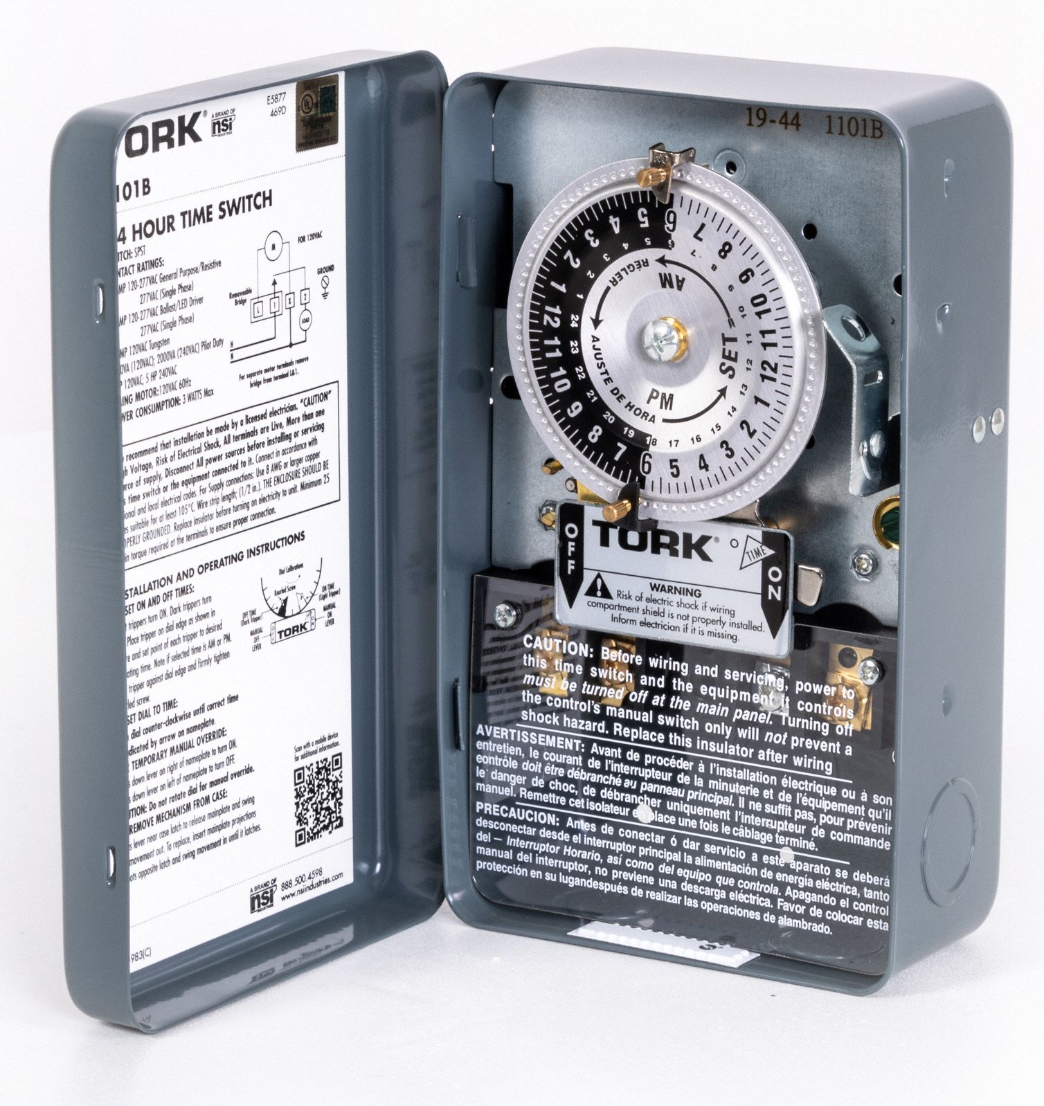 TORK Electromechanical Timer, 120V AC Voltage, 40 A Amps, Steel, 22 hr