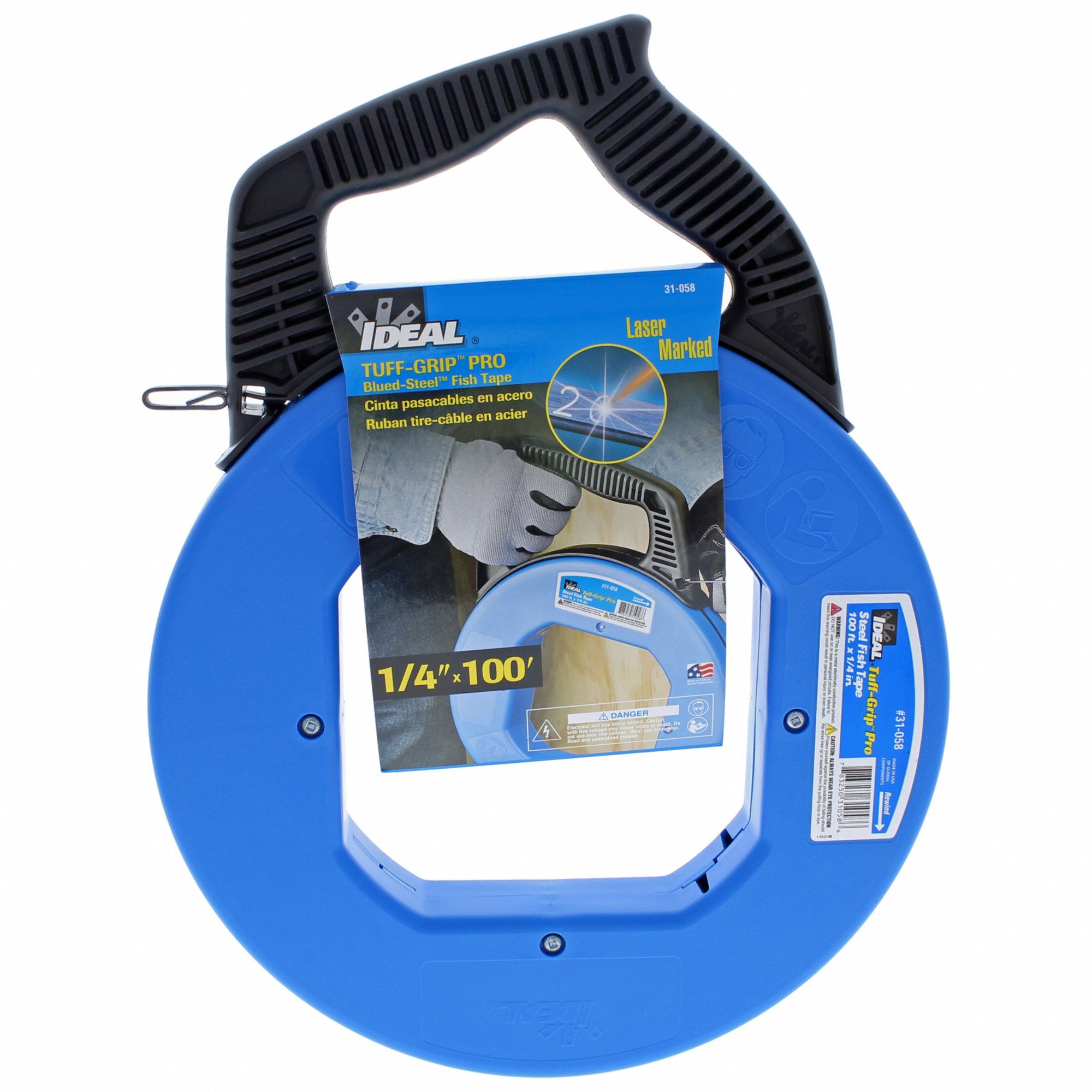 IDEAL Fish Tape 100 ft Lg, Manual Wind Tape Retraction, 1,600 lb Tensile Strength, Flat Tape