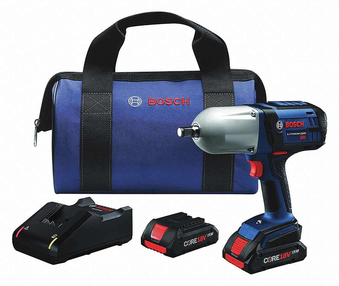 BOSCH Cordless, Impact Wrench, 18V DC, 500 ftlb Breakaway Torque