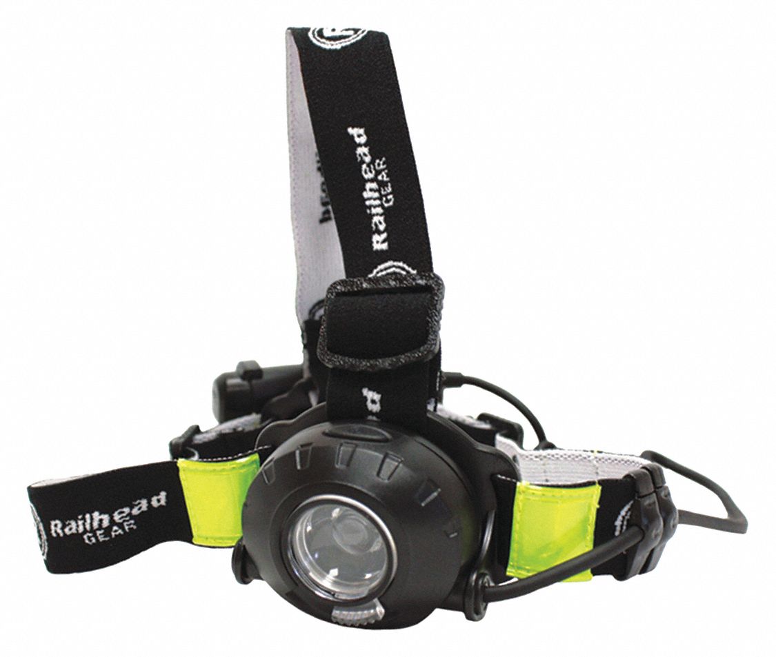RAILHEAD GEAR LED Headlamp, Plastic, 50,000 hr Lamp Life, Maximum