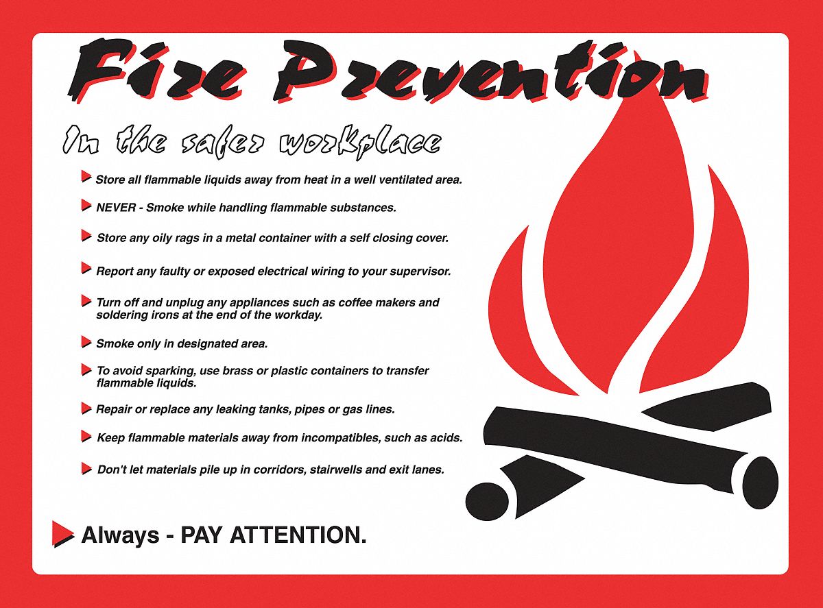 ACCUFORM Poster, Safety Banner Legend Fire Prevention In The Safer