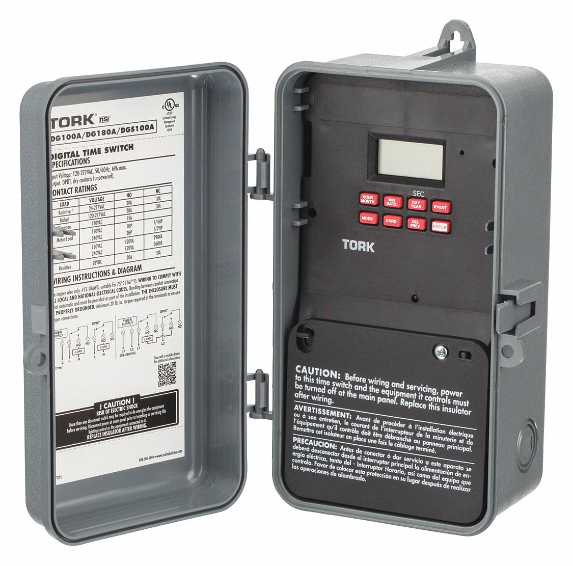 TORK Electronic Timer, 7 Days, Number of Channels 1, DPDT, 120 to 277V