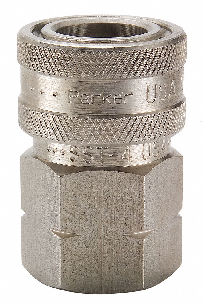 PARKER Hydraulic Quick Connect Hose Coupling, Socket, ST Series, 303 Stainless Steel 31A970