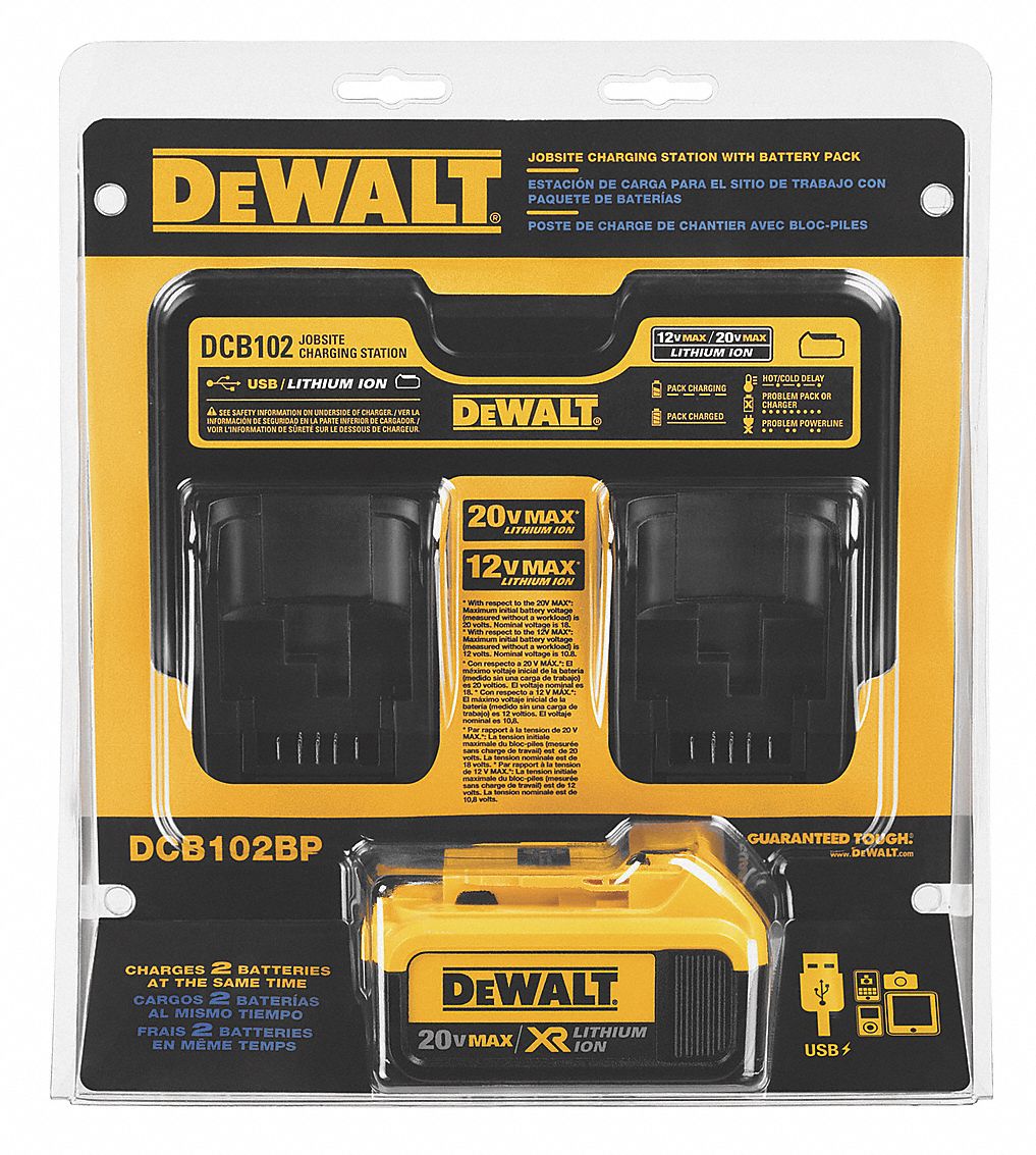 DEWALT Battery Charger,12V to 20V,120VAC,2Ports 31AC56DCB102BP