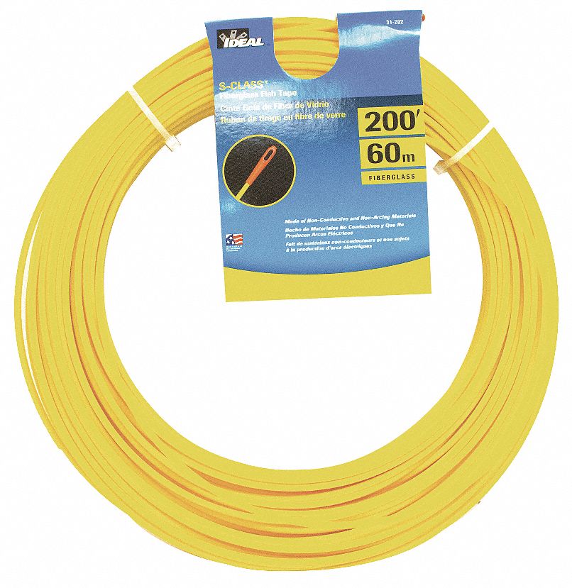 IDEAL 200 ft Fish Tape, Fiberglass, 3/16 in Tape Size, Round Tape