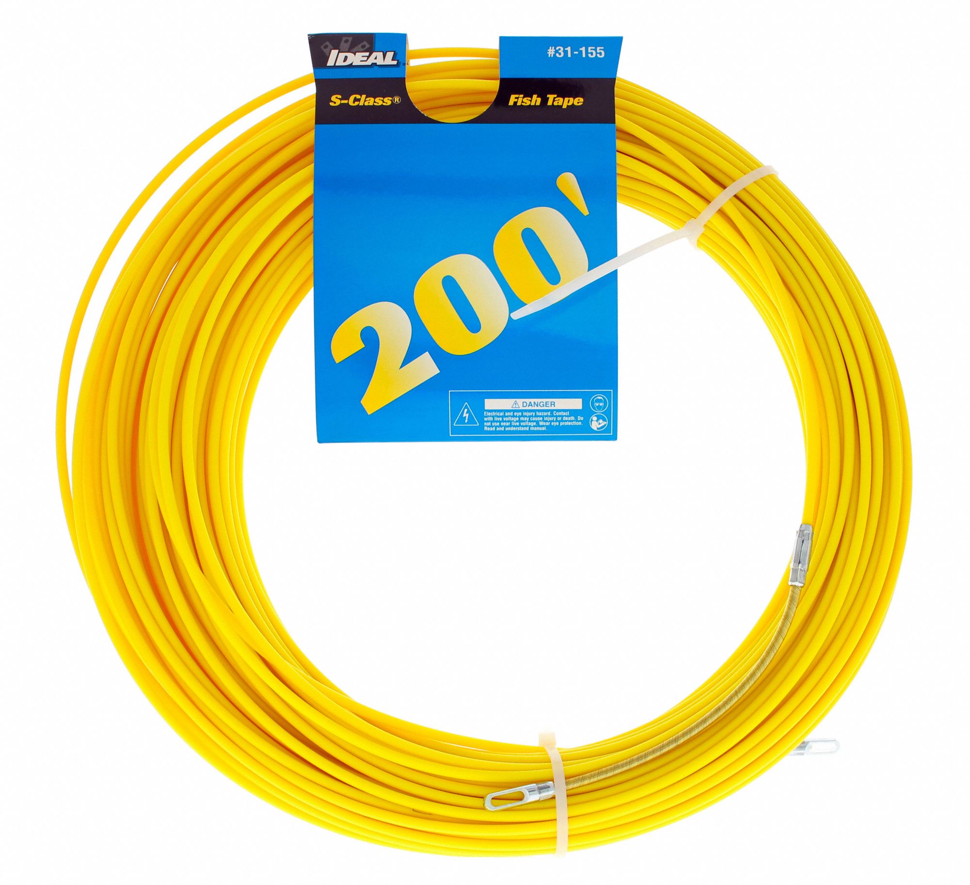 IDEAL 200 ft Fish Tape, Fiberglass, 3/16" Tape Size, Round Tape Profile