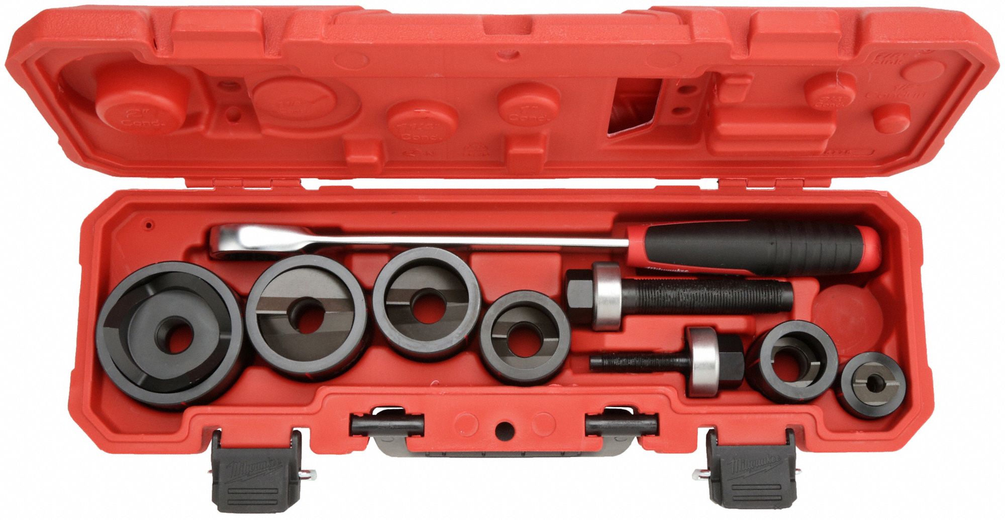 MILWAUKEE, 15 Pieces, 10 ga Max Sheet Metal CapacitySteel, Knockout Punch Set 31AD934916