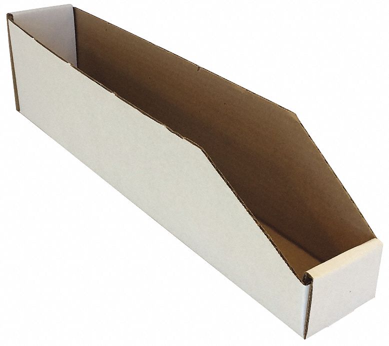 PACKAGING CORPORATION OF AMERICA Corrugated Shelf Bin 18 in Overall Lg, 3 in x 4 1/2 in, White