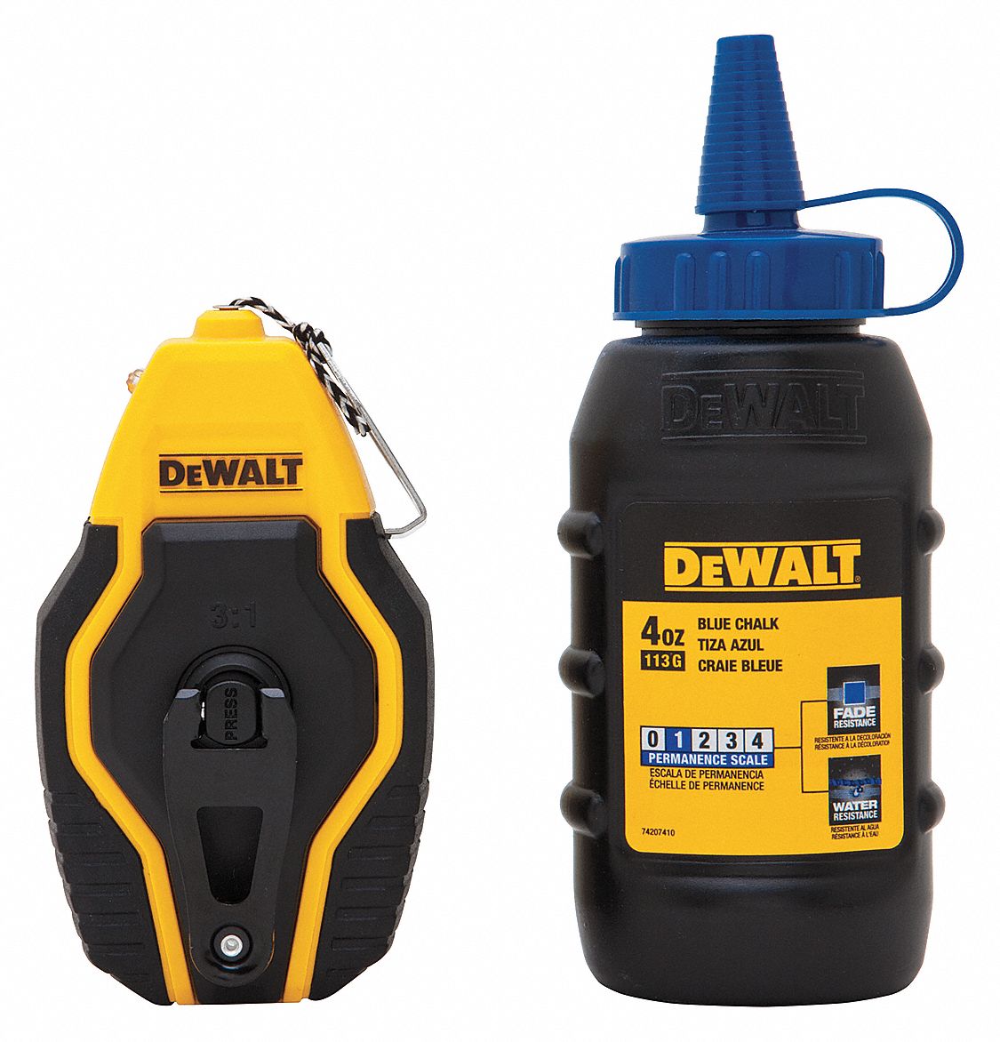 DEWALT Marking Chalk, Blue, 30 ft/4 oz, For Use With Chalk Line 31CN39DWHT47257L Grainger