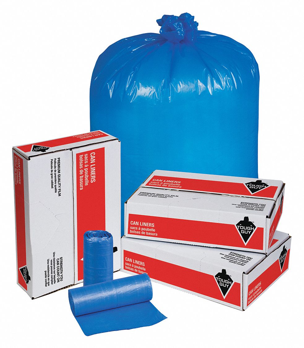 TOUGH GUY Biohazard Bags, 33 gal, HDPE, Blue, No Legend, PK 250
