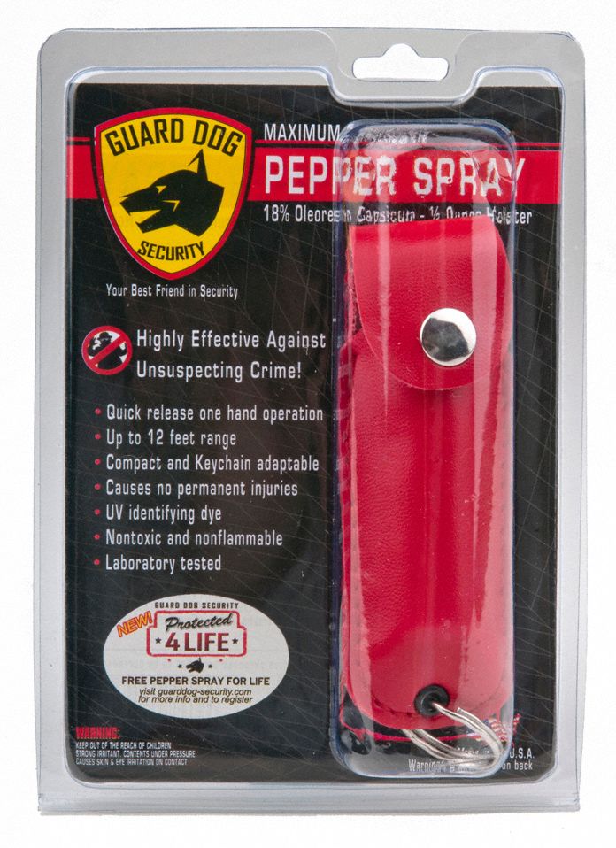 GUARD DOG SECURITY Pepper Spray, Key Ring, Red Hlstr, 0.5 oz. 31DV49