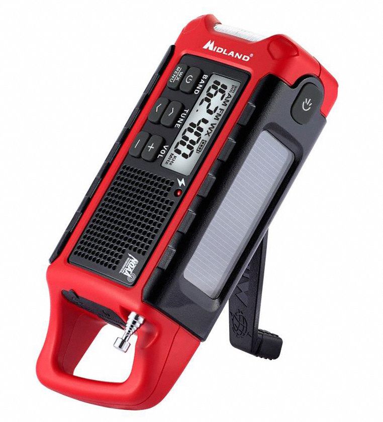 MIDLAND Portable Weather Radio, Red/Black, AM/FM, NOAA 31EX14ER210