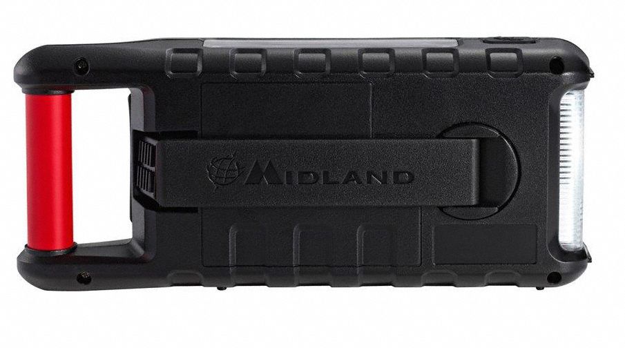 MIDLAND Portable Weather Radio AM/FM/NOAA, Red/Black, (1) LithiumIon