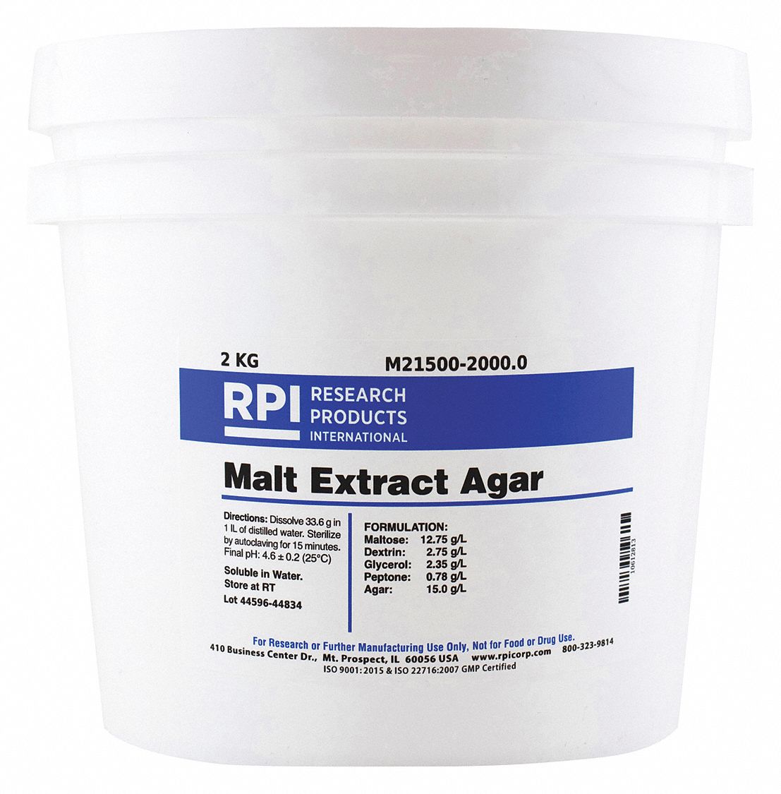 RPI Malt Extract Agar, Powder, 2 kg, 1 EA 31FZ89M215002000.0 Grainger