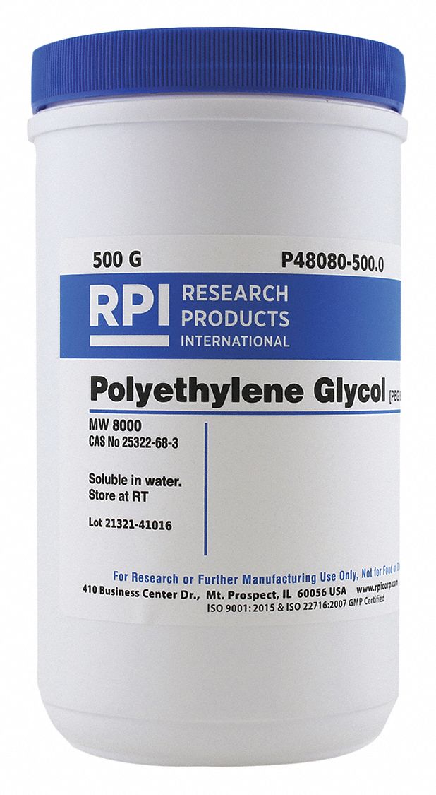 RPI Polyethylene Glycol (PEG 8000), 500g Powder 31GD08P48080500.0