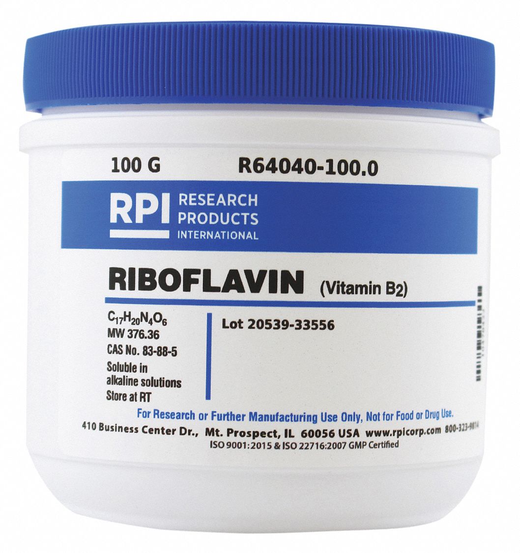 RPI Riboflavin (Vitamin B2), Powder, 100 g, 1 EA 31GD50R64040100.0