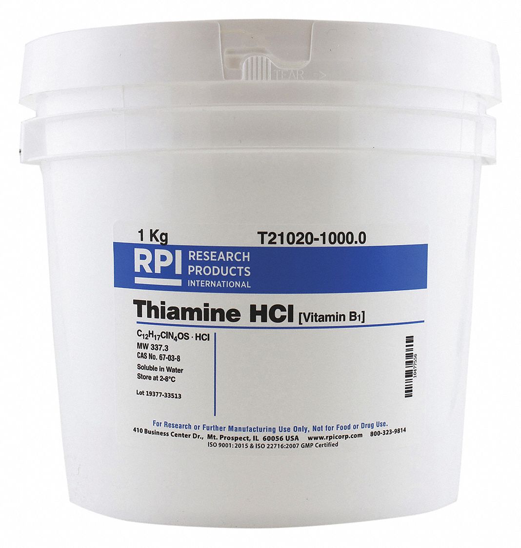 RPI Thiamine HCl (Vitamin B1), Powder, 1 kg, 1 EA 31GE10T210201000.0 Grainger