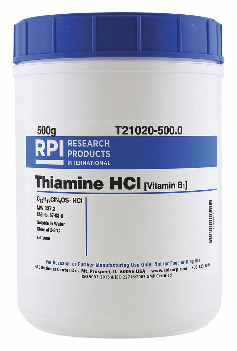 RPI Thiamine HCl (Vitamin B1), Powder, 500 g, 1 EA 31GE13T21020500.0 Grainger