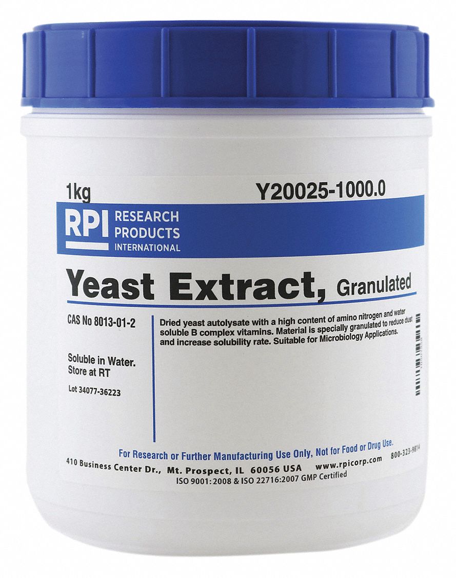 RPI Yeast Extract 1 kg Container Size, Granular 31GE67Y200251000.0 Grainger