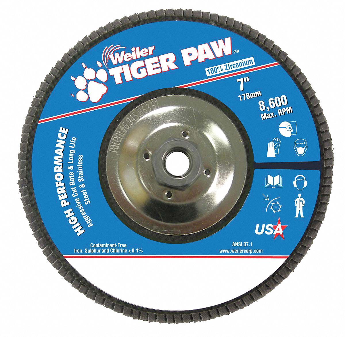 WEILER Flap Disc 5/8"11 Mounting Hole Size, 80 Abrasive Grit, Medium