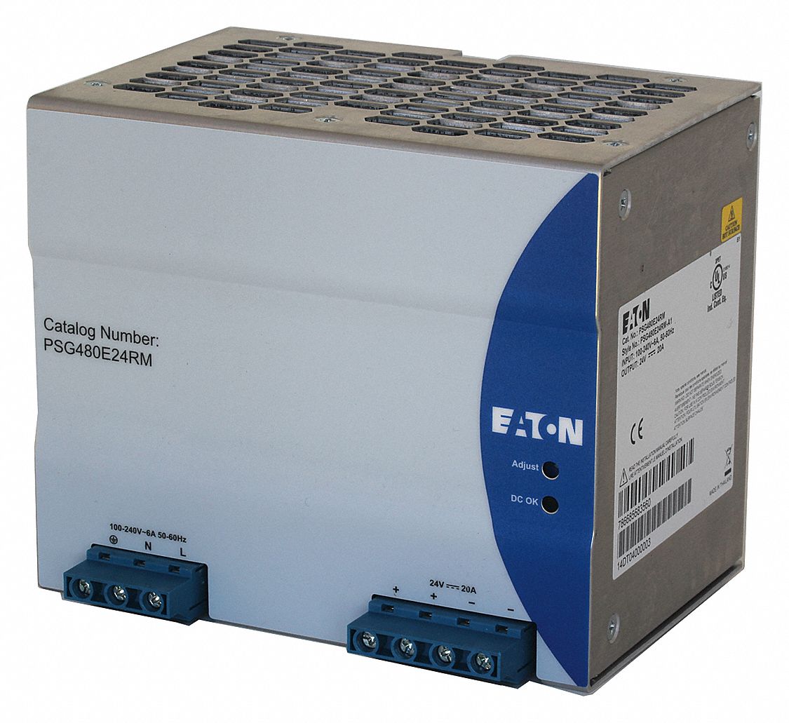 EATON DC Power Supply 100 to 240 V AC, Single, 24V DC, 480W, 20, DIN