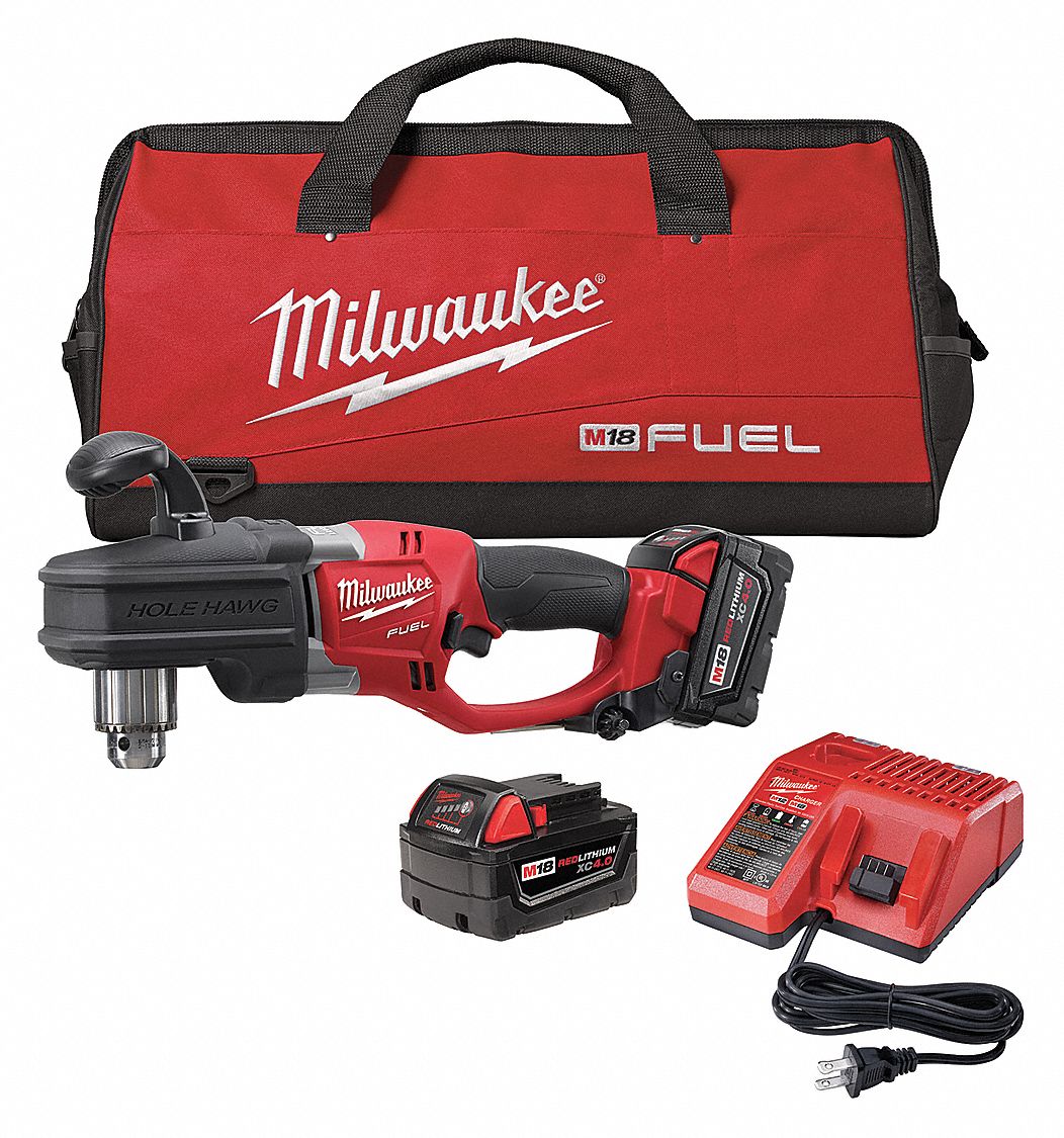 MILWAUKEE Cordless Right Angle Drill Kit, Cordless, 1/2 in Chuck Size 31MJ82270722 Grainger