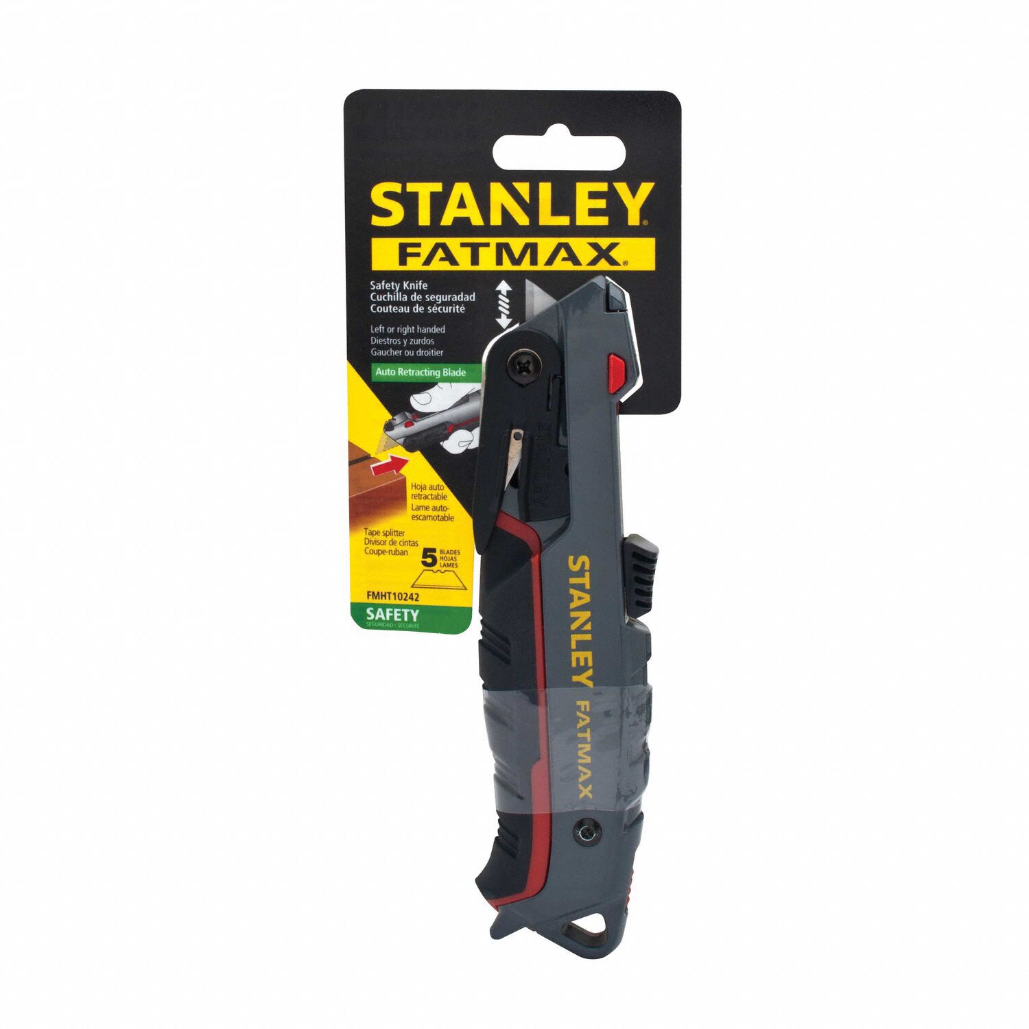 STANLEY Safety Knife, Black, Gray, Steel, 6 1/2 in Overall Length