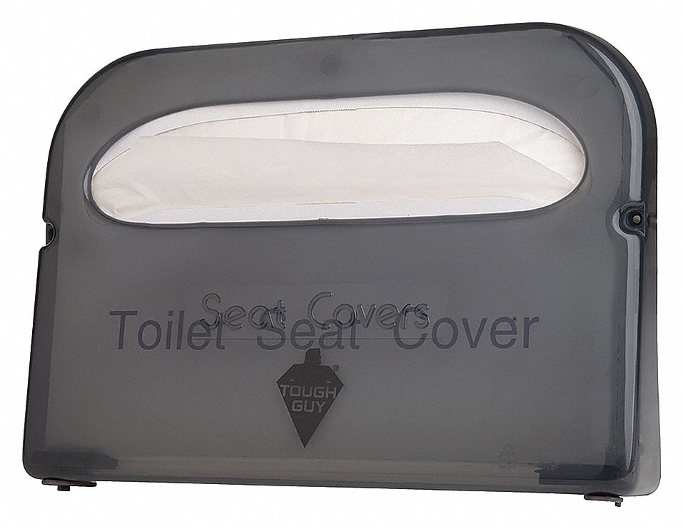 TOUGH GUY TOILET SEAT COVER DISPENSER, ½ FOLD, 500 SEAT COVERS, SMOKE