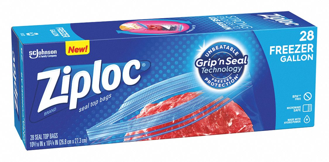 ZIPLOC, 2.6 mil Thick, 10 3/4 in Wd, Reclosable Poly Bag 32GM92314445 Grainger