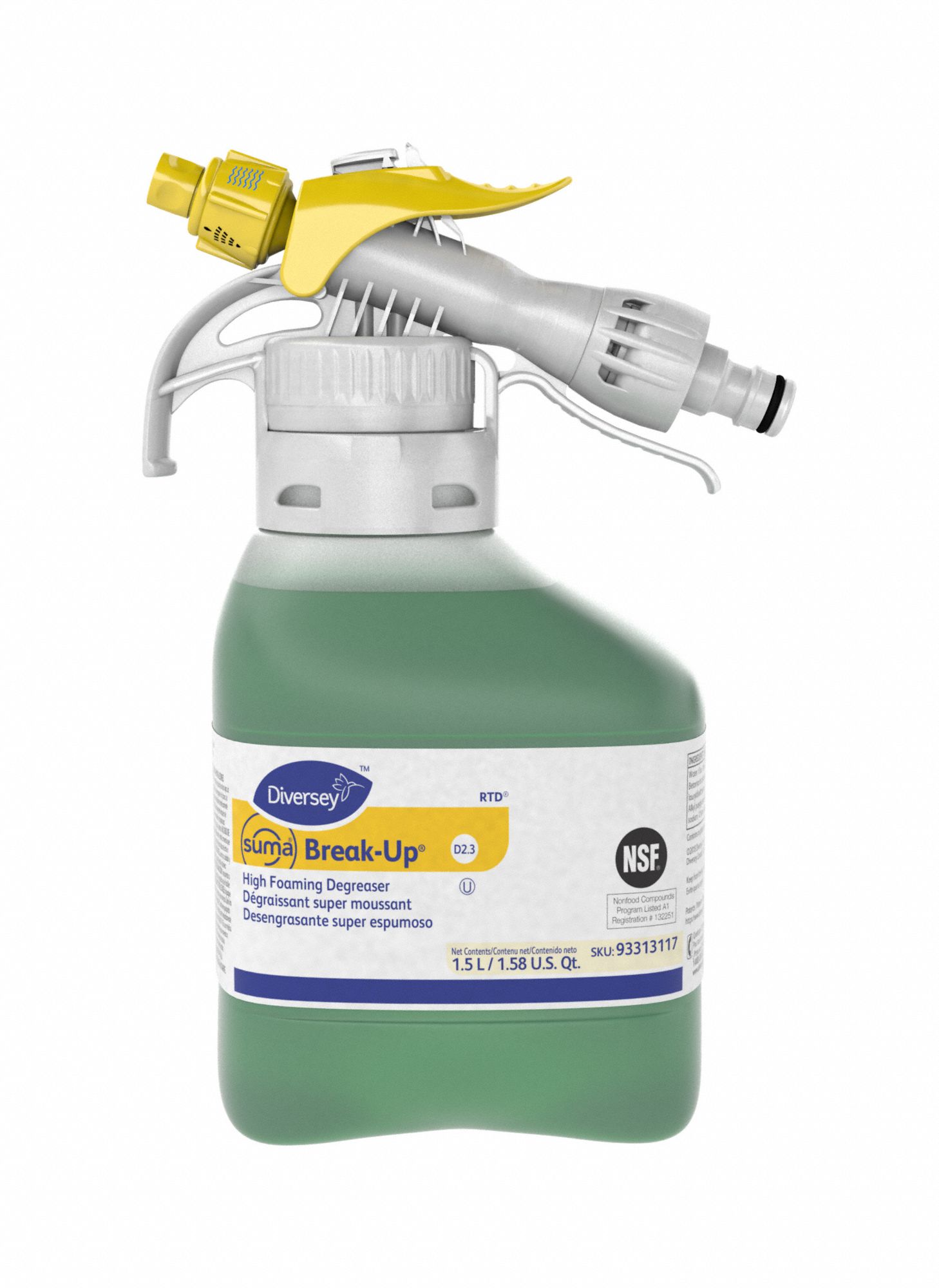 DIVERSEY Degreaser Suma, D2.3, Fits RTD Spray Dispenser Series, 1.5 L