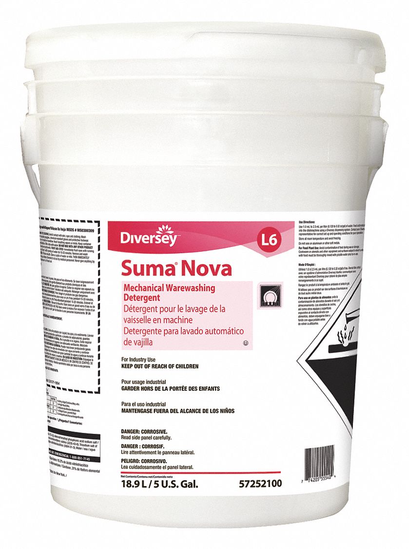 DIVERSEY Machine Wash, Dishwasher Detergent, Cleaner Form Liquid, 5 gal