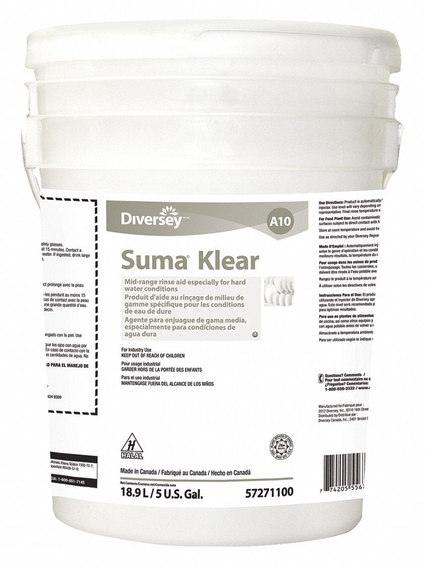 DIVERSEY Machine Wash, Dishwashing Rinse, Cleaner Form Liquid, 5 gal