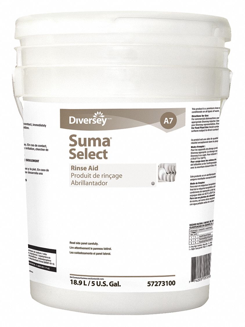 DIVERSEY Machine Wash, Dishwashing Rinse, Cleaner Form Liquid, 5 gal