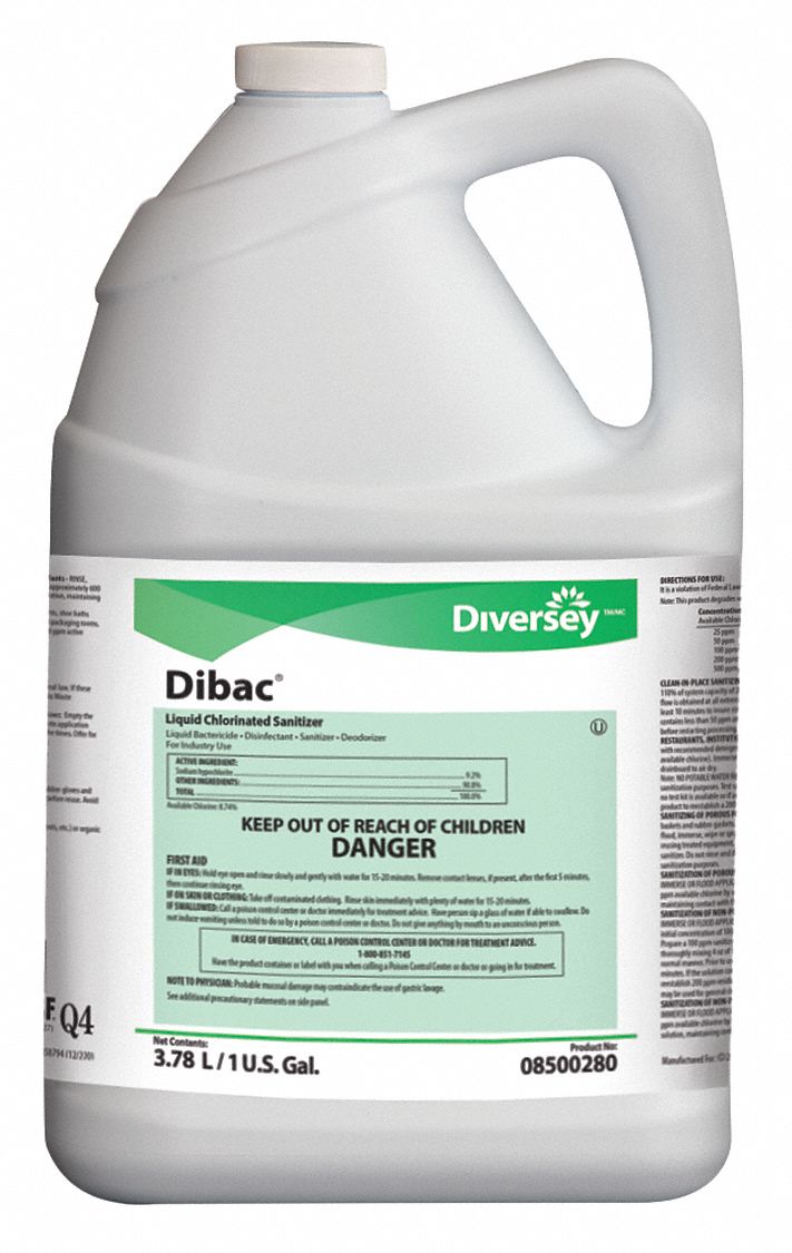 DIVERSEY, Jug, 1 gal Container Size, Liquid Dishwasher Sanitizer