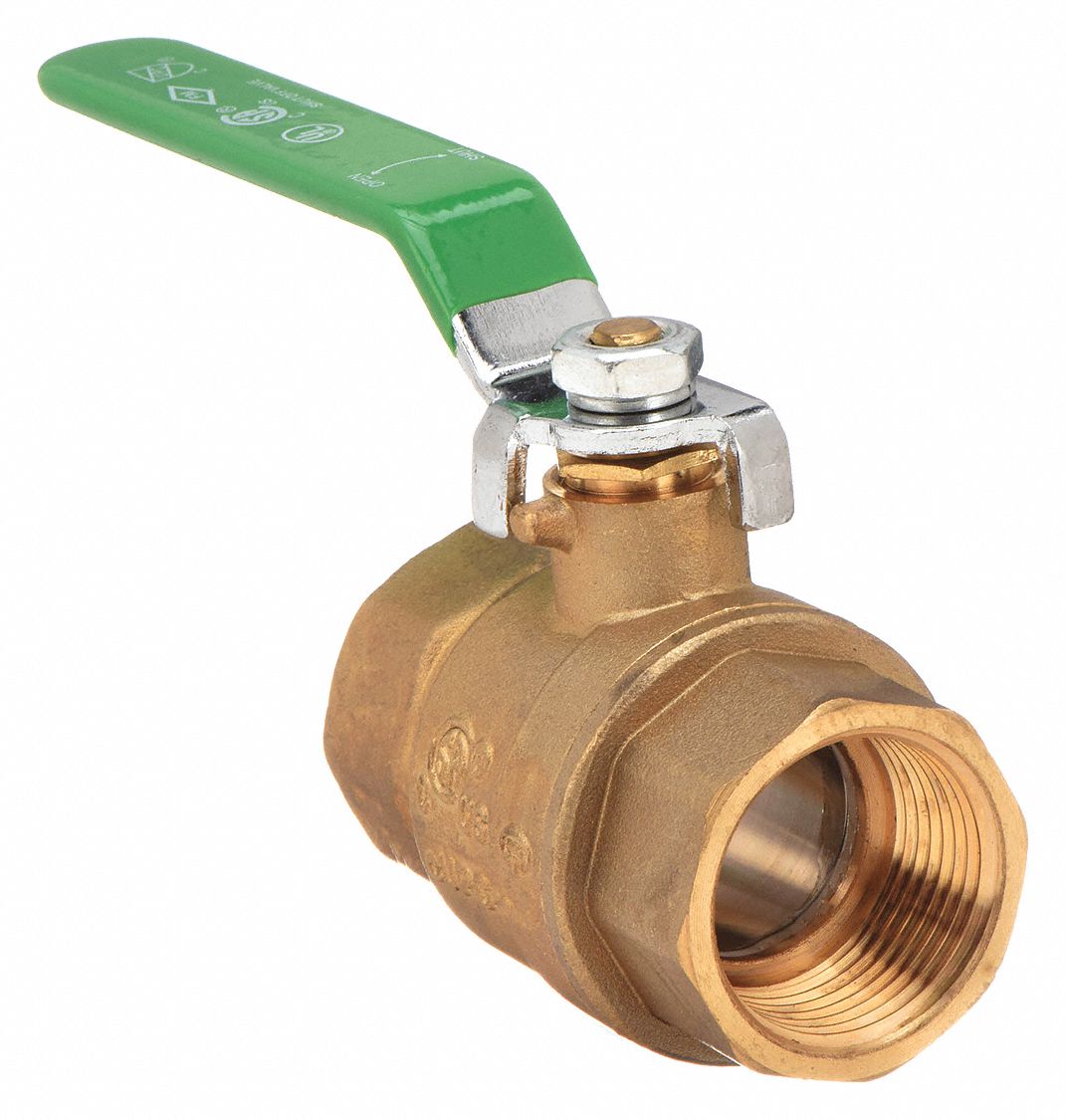 GRAINGER APPROVED Ball Valve, LeadFree Brass, Inline, 2Piece, Pipe