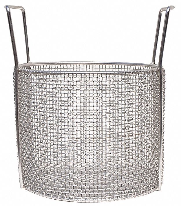MARLIN STEEL WIRE PRODUCTS Round Mesh Basket w/Handles, Stainless Steel