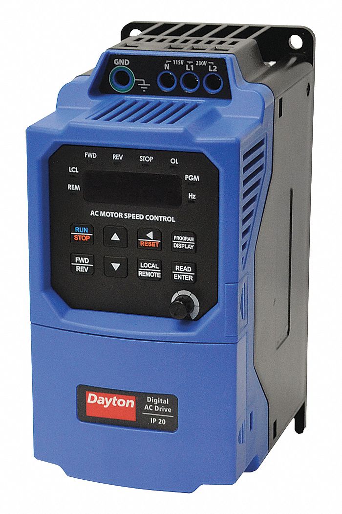DAYTON Variable Frequency Drive,0.5 hp Max. HP,1 Input
