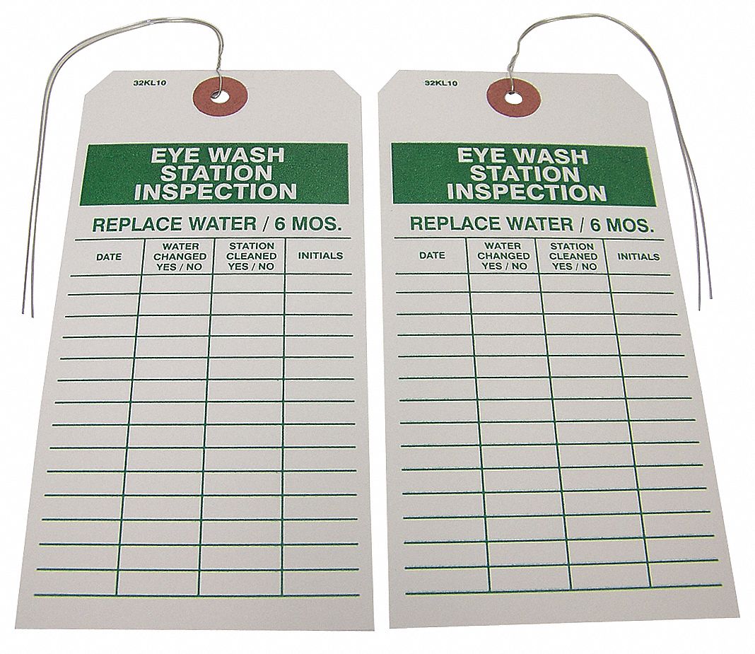 BADGER TAG & LABEL CORP Eye Wash Station Inspection Tag,PK25 32KL10