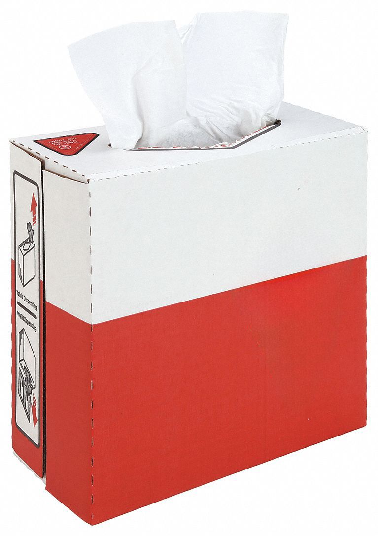 GRAINGER, Dispenser Box, Super Heavy Absorbency, Dry Wipe 32KL15