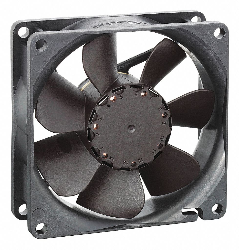 EBMPAPST, 3 5/32 in Ht, 1 17/64 in Dp, WetLocation Square Axial Fan