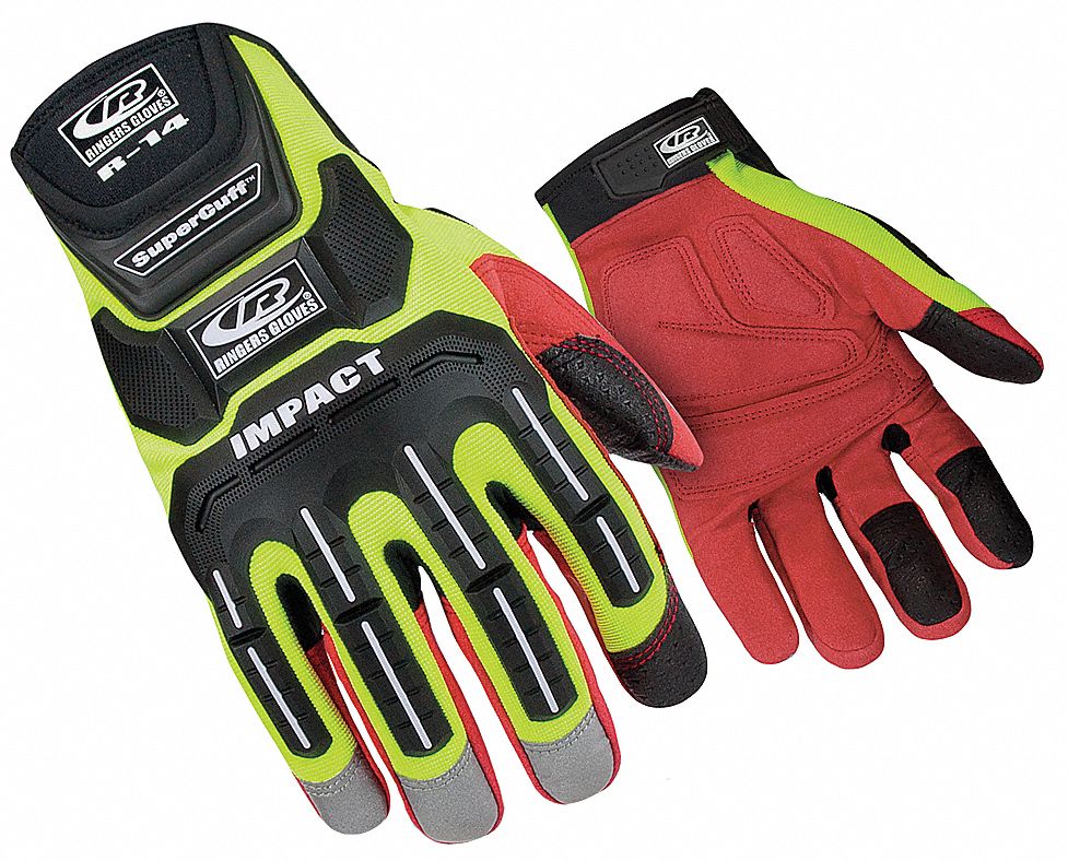 RINGERS GLOVES Mechanics Gloves, HiVis Yellow, 2XL, PR 32MZ1214612