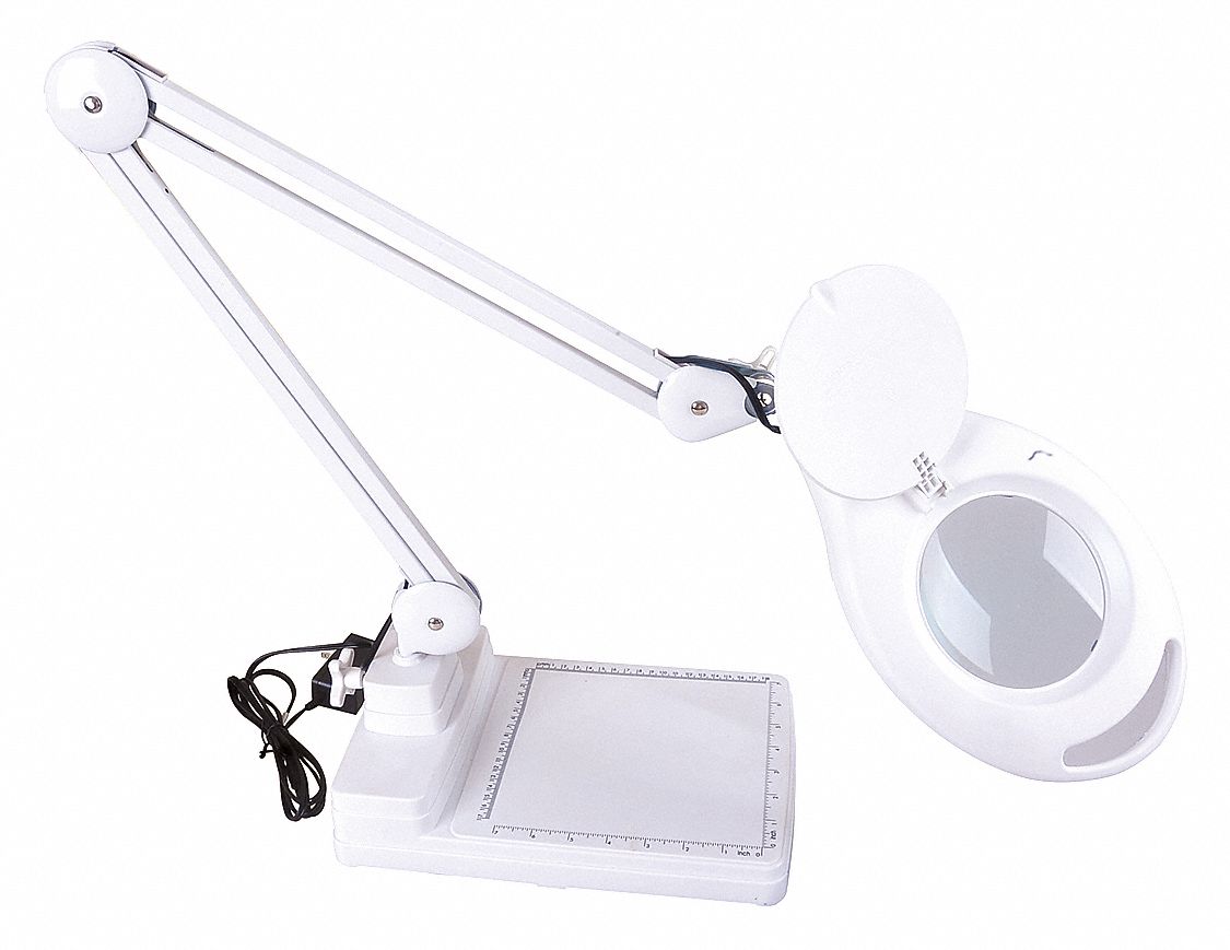 LUMAPRO Round Magnifier Light, LED, 16 in Arm Length, 1.75x, 678 lm