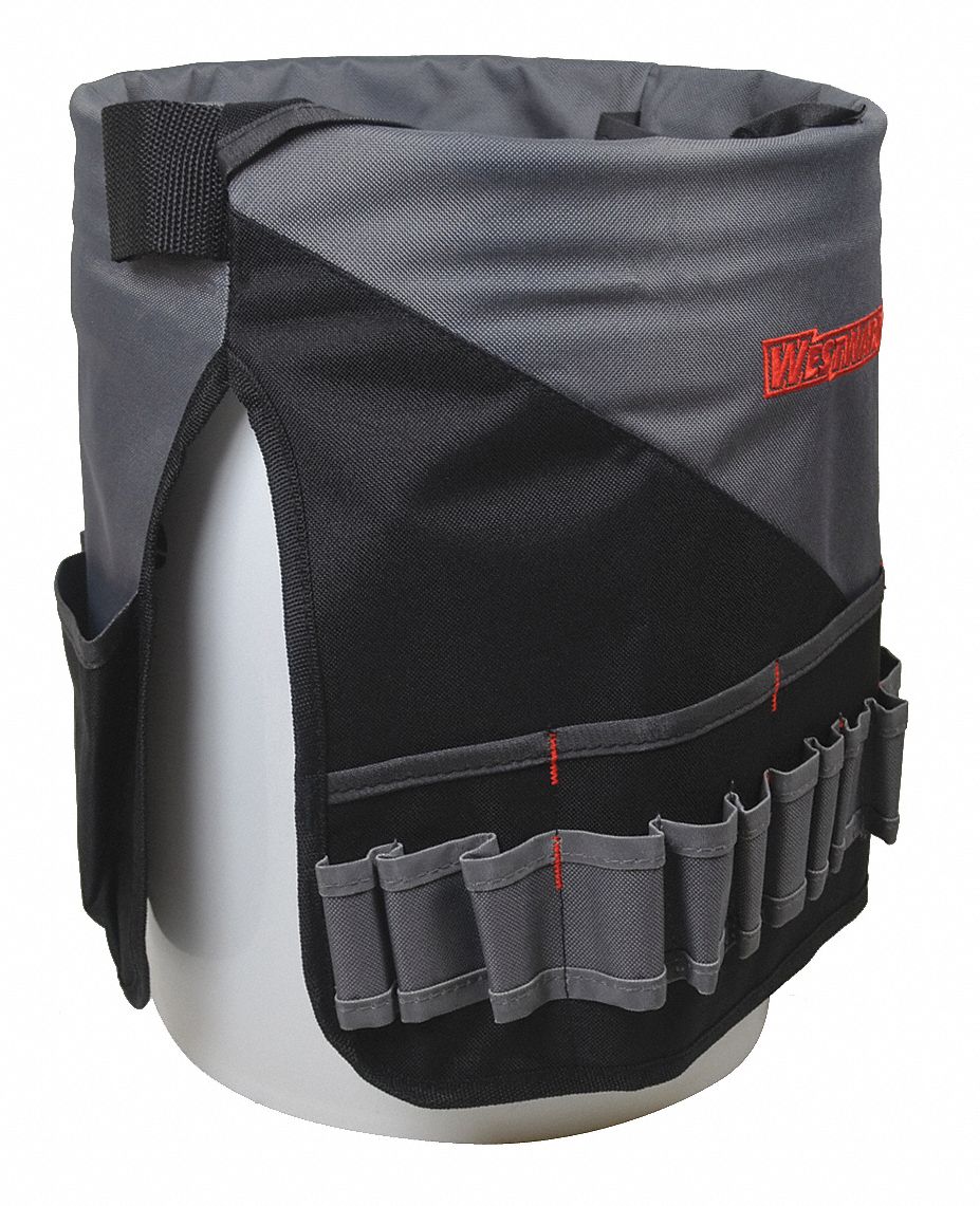 WESTWARD Bucket Tool Organizer, Gray, Polyester 32PJ5032PJ50 Grainger