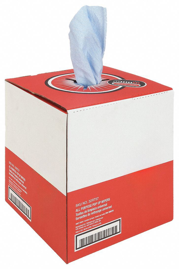 GRAINGER, Dispenser Box, Super Heavy Absorbency, Dry Wipe Roll 32RT57
