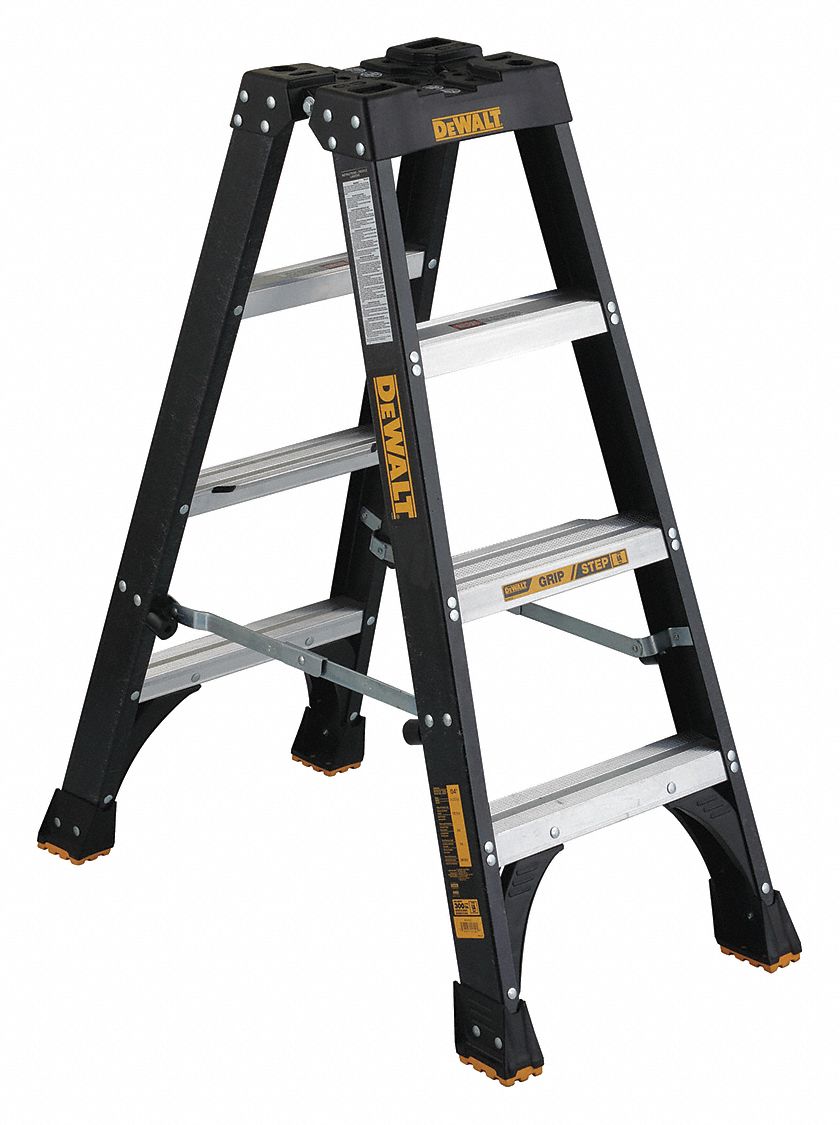 DEWALT, 4 ft Ladder Size, Fiberglass, Twin Stepladder 32TM01DXL3030