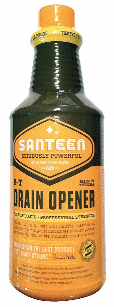 SANTEEN Drain Opener, 1 qt. Bottle, 12 PK 32UU97200 Grainger