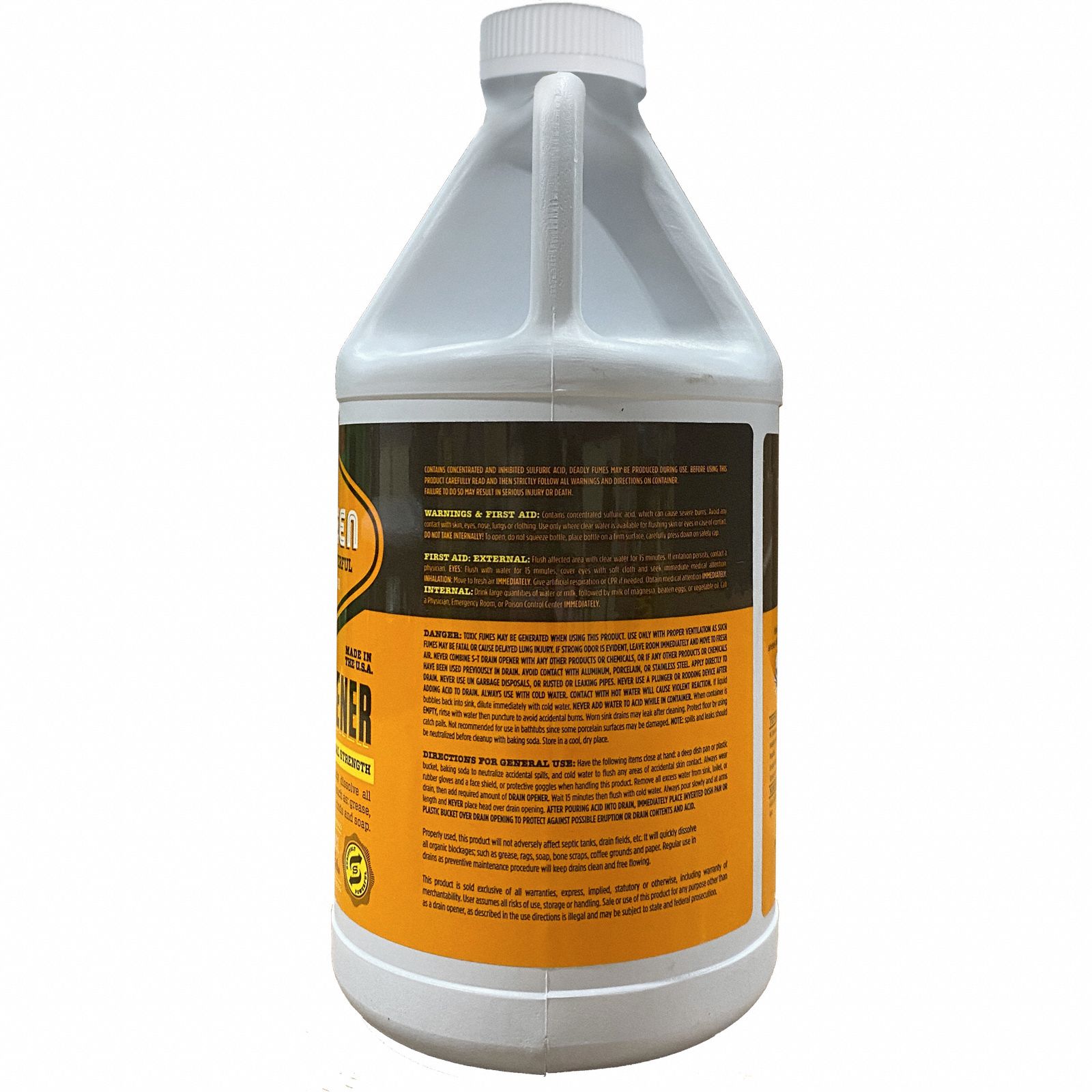 SANTEEN Drain Opener Jug, 0.5 gal, Liquid, Unscented, 4 PK 32UU98