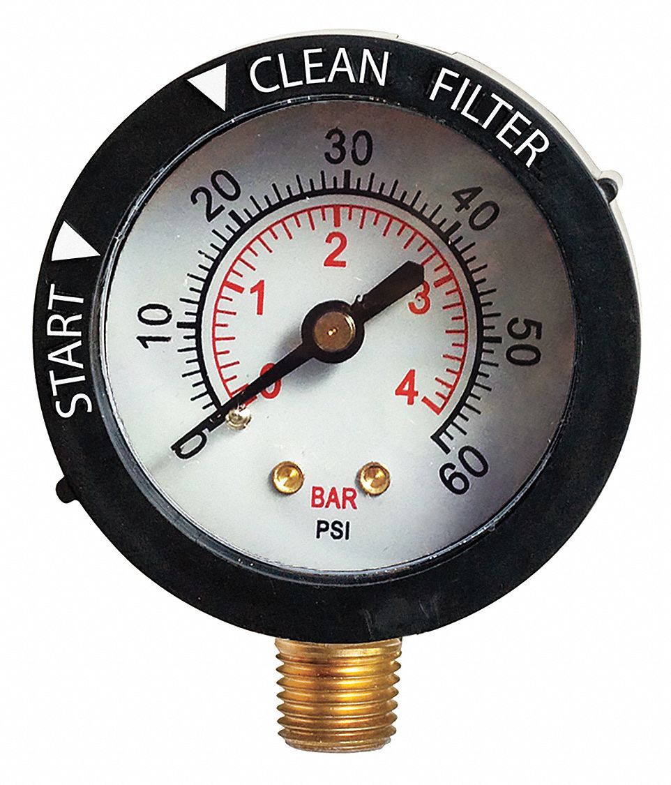 BLUE WAVE PRODUCTS Bottom Mount Dial Pressure Gauge 32UW65NEP4010