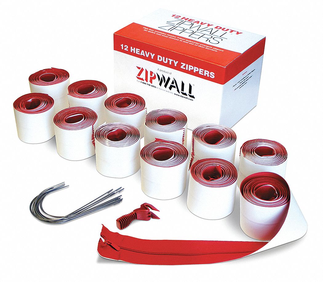 ZIPWALL, Zipper, 3 in Wd, Dust Barrier HD Adhesive Zipper 32V059