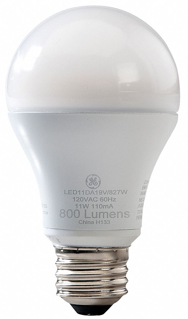 LED Lamp, A19, Medium Screw (E26), 2700 K, 800, 11.0, 120 Grainger